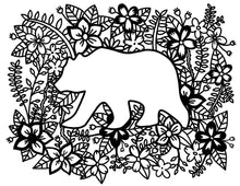 Load image into Gallery viewer, Free coloring pages | Coloring pages for adults | Coloring pages for kids | flower coloring sheets | bear | animal coloring sheets