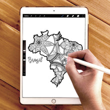 Load image into Gallery viewer, brazil coloring pages | Coloring pages for adults | Coloring pages for kids | brazil map coloring sheets | brazil map coloring page | brazil coloring page