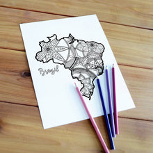 Load image into Gallery viewer, brazil coloring pages | Coloring pages for adults | Coloring pages for kids | brazil map coloring sheets | brazil map coloring page | brazil coloring page
