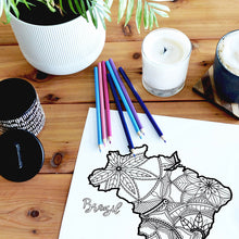 Load image into Gallery viewer, brazil coloring pages | Coloring pages for adults | Coloring pages for kids | brazil map coloring sheets | brazil map coloring page | brazil coloring page