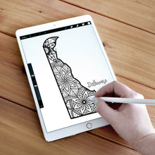 Load image into Gallery viewer, delaware usa coloring pages | state map coloring pages for adults | Coloring pages for kids | delaware usa map coloring sheets | state map coloring page | united states coloring page | united states of america | map of america