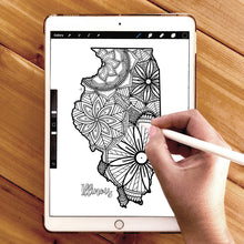 Load image into Gallery viewer, illinois usa coloring pages | state map coloring pages for adults | Coloring pages for kids | illinois usa map coloring sheets | state map coloring page | united states coloring page | united states of america | map of america