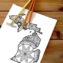 Load image into Gallery viewer, michigan usa coloring pages | state map coloring pages for adults | Coloring pages for kids | michigan usa map coloring sheets | state map coloring page | united states coloring page | united states of america | map of america