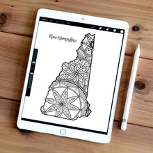 Load image into Gallery viewer, new hampshire usa coloring pages | state map coloring pages for adults | Coloring pages for kids | new hampshire usa map coloring sheets | state map coloring page | united states coloring page | united states of america | map of america