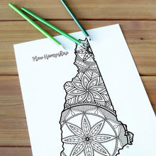 Load image into Gallery viewer, new hampshire usa coloring pages | state map coloring pages for adults | Coloring pages for kids | new hampshire usa map coloring sheets | state map coloring page | united states coloring page | united states of america | map of america