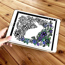 Load image into Gallery viewer, Free coloring pages | Coloring pages for adults | Coloring pages for kids | flower coloring sheets | rabbit | easter bunny | animal coloring sheets