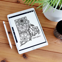 Load image into Gallery viewer, rhode island usa coloring pages | state map coloring pages for adults | Coloring pages for kids | rhode island usa map coloring sheets | state map coloring page | united states coloring page | united states of america | map of america