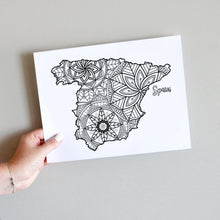 Load image into Gallery viewer, spain coloring pages | Coloring pages for adults | Coloring pages for kids | spain map coloring sheets | spain map coloring page | spain coloring page