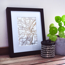 Load image into Gallery viewer, Map of Belfast Northern Ireland | Rose Gold Foil Map Art | Travel Gift Ideas | Belfast City Map | Map Wall Art | Belfast Map | Northern Ireland Map | Northern Ireland Foil City Maps