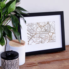 Load image into Gallery viewer, Map of Leeds England | Rose Gold Foil Map Art | Travel Gift Ideas | Leeds City Map | Map Wall Art | Leeds Map | UK Map | UK Foil City Maps