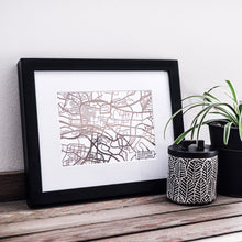 Load image into Gallery viewer, Map of Glasgow Scotland | Rose Gold Foil Map Art | Travel Gift Ideas | Glasgow City Map | Map Wall Art | Glasgow Map | Scotland Map | Scotland Foil City Maps
