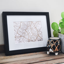 Load image into Gallery viewer, Map of Birmingham England | Rose Gold Foil Map Art | Travel Gift Ideas | Birmingham City Map | Map Wall Art | Birmingham Map | UK Map | UK Foil City Maps