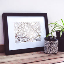 Load image into Gallery viewer, Map of Manchester UK | Rose Gold Foil Map Art | Travel Gift Ideas | Manchester City Map | Map Wall Art | Manchester Map | England Map | Manchester Foil City Maps