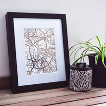 Load image into Gallery viewer, Map of Cambridge England | Rose Gold Foil Map Art | Travel Gift Ideas | Cambridge City Map | Map Wall Art | Cambridge Map | UK Map | UK Foil City Maps
