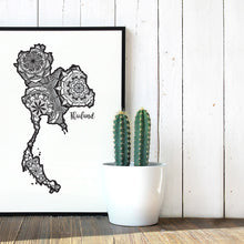 Load image into Gallery viewer, Map of Thailand | Map Art | Travel Gift Ideas | Thailand City Map | Map Wall Art | Thailand Map