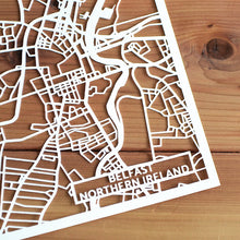 Load image into Gallery viewer, Map of Belfast Northern Ireland | Papercut Map Art | Travel Gift Ideas | Belfast City Map | Map Wall Art | Belfast Map | Northern Ireland Map | Northern Ireland Papercut City Maps
