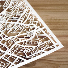 Load image into Gallery viewer, Map of Manchester England | Papercut Map Art | UK Travel Gift Ideas | Manchester City Map | Map Wall Art | Manchester Map | England Map | UK Papercut City Maps