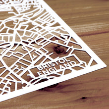 Load image into Gallery viewer, Map of Bristol England | Papercut Map Art | UK Travel Gift Ideas | Bristol City Map | Map Wall Art | Bristol Map | England Map | UK Papercut City Maps