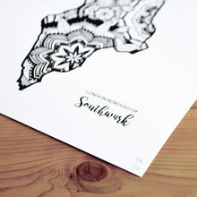 Load image into Gallery viewer, Map of London Borough of Southwark | Map of Southwark London | Map Art | Travel Gift Ideas | London Borough of Southwark City Map | Map Wall Art | London Borough of Southwark Map