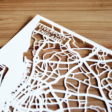 Load image into Gallery viewer, Map of Liverpool England | Papercut Map Art | UK Travel Gift Ideas | Liverpool City Map | Map Wall Art | Liverpool Map | England Map | UK Papercut City Maps