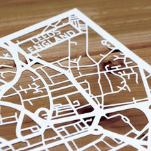Load image into Gallery viewer, Map of Leeds England | Papercut Map Art | UK Travel Gift Ideas | Leeds City Map | Map Wall Art | Leeds Map | England Map | UK Papercut City Maps