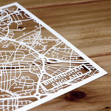 Load image into Gallery viewer, Map of Birmingham England | Papercut Map Art | UK Travel Gift Ideas | Birmingham City Map | Map Wall Art | Birmingham Map | England Map | UK Papercut City Maps