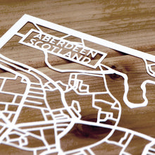 Load image into Gallery viewer, Map of Aberdeen Scotland | Papercut Map Art | Travel Gift Ideas | Aberdeen City Map | Map Wall Art | Aberdeen Map | Scotland Map | Scotland Papercut City Maps