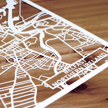 Load image into Gallery viewer, Map of Belfast Northern Ireland | Papercut Map Art | Travel Gift Ideas | Belfast City Map | Map Wall Art | Belfast Map | Northern Ireland Map | Northern Ireland Papercut City Maps