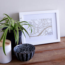 Load image into Gallery viewer, Map of Newcastle-upon-Tyne England | Rose Gold Foil Map Art | Travel Gift Ideas | Newcastle City Map | Map Wall Art | Newcastle Map | UK Map | UK Foil City Maps