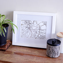 Load image into Gallery viewer, Map of Nottingham England | Rose Gold Foil Map Art | Travel Gift Ideas | Nottingham City Map | Map Wall Art | Nottingham Map | UK Map | UK Foil City Maps

