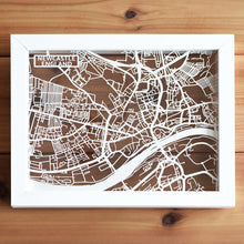 Load image into Gallery viewer, Map of Newcastle England | Papercut Map Art | UK Travel Gift Ideas | Newcastle City Map | Map Wall Art | Newcastle Map | England Map | UK Papercut City Maps