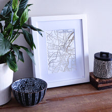 Load image into Gallery viewer, Map of Belfast Northern Ireland | Rose Gold Foil Map Art | Travel Gift Ideas | Belfast City Map | Map Wall Art | Belfast Map | Northern Ireland Map | Northern Ireland Foil City Maps