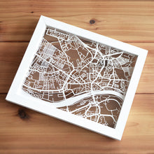 Load image into Gallery viewer, Map of Newcastle England | Papercut Map Art | UK Travel Gift Ideas | Newcastle City Map | Map Wall Art | Newcastle Map | England Map | UK Papercut City Maps
