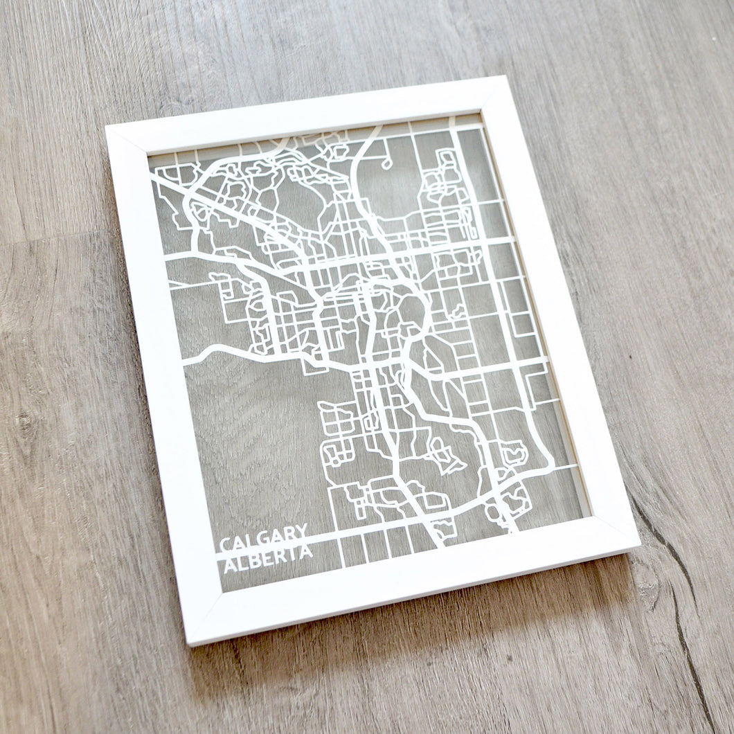 Calgary, Alberta, Canada Papercut Map Art