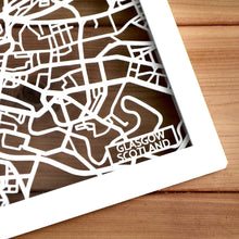 Load image into Gallery viewer, Map of Glasgow Scotland | Papercut Map Art | Travel Gift Ideas | Glasgow City Map | Map Wall Art | Glasgow Map | Scotland Map | Scotland Papercut City Maps