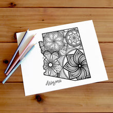 Load image into Gallery viewer, arizona usa coloring pages | state map coloring pages for adults | Coloring pages for kids | usa map coloring sheets | state map coloring page | united states coloring page | united states of america | map of america