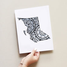 Load image into Gallery viewer, Map of BC Canada | Map Art | Travel Gift Ideas | City Map | Mandala Wall Art | Canadian Provinces of Canada