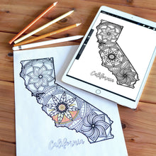 Load image into Gallery viewer, california usa coloring pages | state map coloring pages for adults | Coloring pages for kids | california usa map coloring sheets | state map coloring page | united states coloring page | united states of america | map of america
