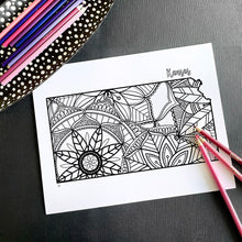 Load image into Gallery viewer, kansas usa coloring pages | state map coloring pages for adults | Coloring pages for kids | kansas usa map coloring sheets | state map coloring page | united states coloring page | united states of america | map of america