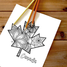 Load image into Gallery viewer, maple leaf canada coloring pages | Coloring pages for adults | Coloring pages for kids | canada map coloring sheets | maple leaf coloring page | canadian provinces coloring page