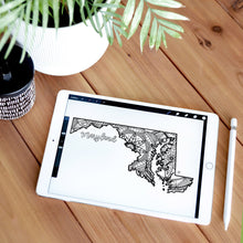 Load image into Gallery viewer, maryland usa coloring pages | state map coloring pages for adults | Coloring pages for kids | maryland usa map coloring sheets | state map coloring page | united states coloring page | united states of america | map of america