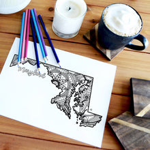 Load image into Gallery viewer, maryland usa coloring pages | state map coloring pages for adults | Coloring pages for kids | maryland usa map coloring sheets | state map coloring page | united states coloring page | united states of america | map of america