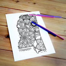 Load image into Gallery viewer, mississippi usa coloring pages | state map coloring pages for adults | Coloring pages for kids | mississippi usa map coloring sheets | state map coloring page | united states coloring page | united states of america | map of america