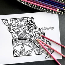 Load image into Gallery viewer, missouri usa coloring pages | state map coloring pages for adults | Coloring pages for kids | missouri usa map coloring sheets | state map coloring page | united states coloring page | united states of america | map of america