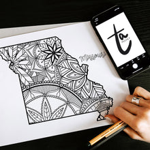 Load image into Gallery viewer, missouri usa coloring pages | state map coloring pages for adults | Coloring pages for kids | missouri usa map coloring sheets | state map coloring page | united states coloring page | united states of america | map of america