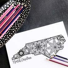 Load image into Gallery viewer, north carolina usa coloring pages | state map coloring pages for adults | Coloring pages for kids | north carolina usa map coloring sheets | state map coloring page | united states coloring page | united states of america | map of america