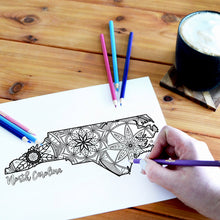 Load image into Gallery viewer, north carolina usa coloring pages | state map coloring pages for adults | Coloring pages for kids | north carolina usa map coloring sheets | state map coloring page | united states coloring page | united states of america | map of america