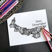 Load image into Gallery viewer, pei map | prince edward island canada coloring pages | Coloring pages for adults | Coloring pages for kids | canada map coloring sheets | prince edward island map coloring page | canadian provinces coloring page