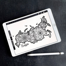 Load image into Gallery viewer, russia coloring pages | Coloring pages for adults | Coloring pages for kids | russia map coloring sheets | russia map coloring page | russia coloring page
