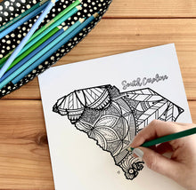Load image into Gallery viewer, south carolina usa coloring pages | state map coloring pages for adults | Coloring pages for kids | south carolina usa map coloring sheets | state map coloring page | united states coloring page | united states of america | map of america